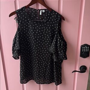 Elle Black and White Polka Dot Blouse